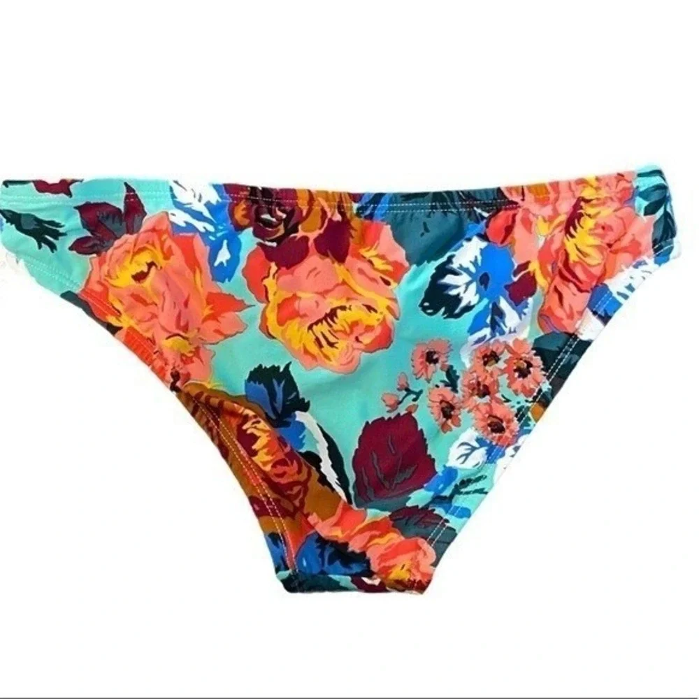 Social Angel Wanderlands Bikini Bottom XS Mixed Floral Boho Low Rise Swim Bottom